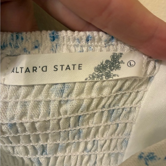 Altar'd State “Clara” Floral Mini Dress Milkmaid Cottagecore Coquette Demure L - Picture 9 of 11